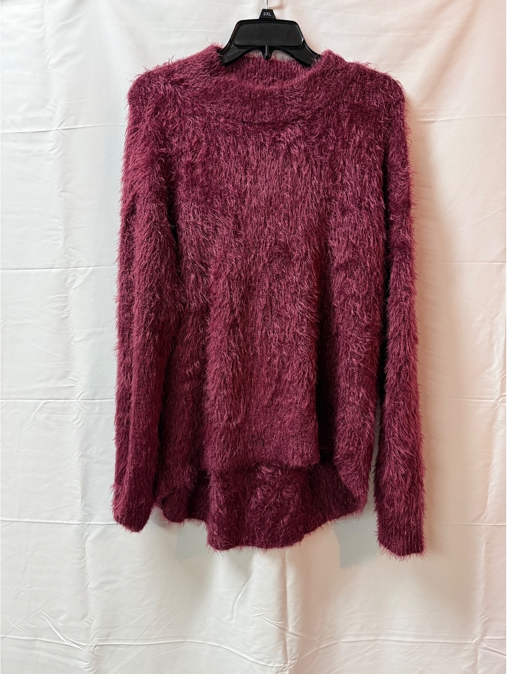 A New Day Medium Burgundy Fuzzy Knit Sweater